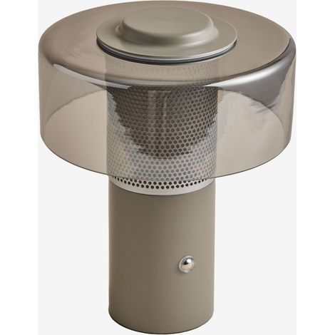 SKLUM Kabellose LED-Tischlampe aus Kristall und Eisen Elfriede Helles Grau Taupe