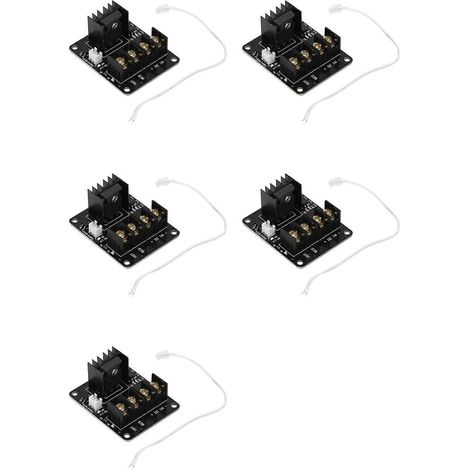 5x 3D-Drucker-Heizbett-MOSFET-Erweiterungsmodul inkl. 2-poligem Anschlusskabel, kompatibel mit Anet A8, A6 und A2, Schwarz