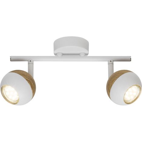 BRILLIANT lampe Scan LED spot tube 2 lumières blanc / bois clair 2x LED-PAR51, GU10, 3W lampes à réflecteur LED incluses, (250lm, 3000K) Échelle A ++ à E Têtes pivotantes (1/3)