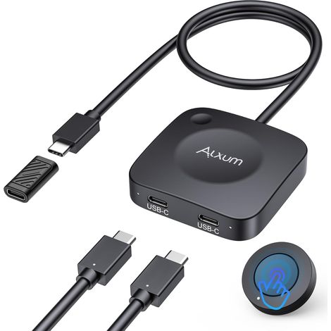 Commutateur USB C 20 Gbps pour 2 PC, avec PD 3.1 140W, jusqu'à 8K@30Hz sous Windows et 4K@60Hz sous macOS, Partage d’Un Moniteur ou d’Une Station d’Accueil Thunderbolt 4, Bureau et Gaming (1/5)