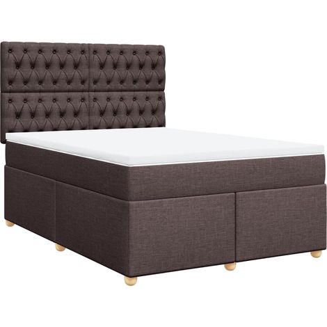 Maison Exclusive - Cama box spring con colchón tela marrón oscuro (1/5)