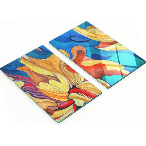 Tableros de vidrio duraderos y elegantes con un estampado floral abstracto de 2x30x52 cm.