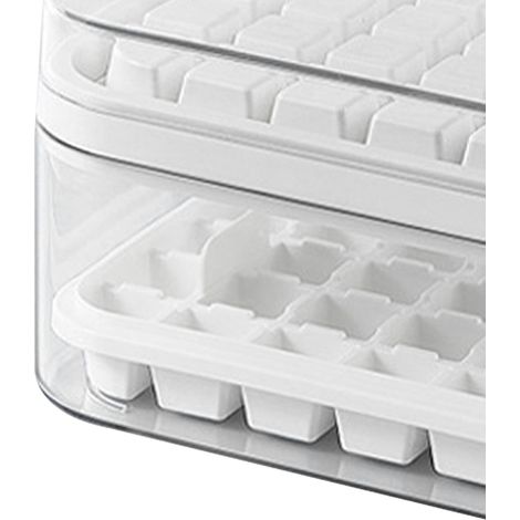Neuer doppelwandiger Eiswürfelbereiter mit 64 Fächern, einfache Entnahme per Knopfdruck, lebensmittelechte Eiswürfelform, weiß. (1/5)