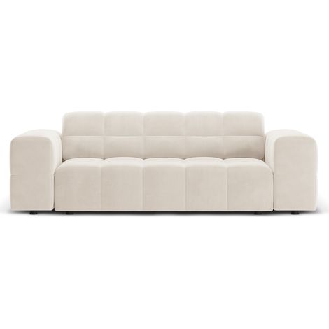 Canapé 2 places en velours beige clair (1/5)