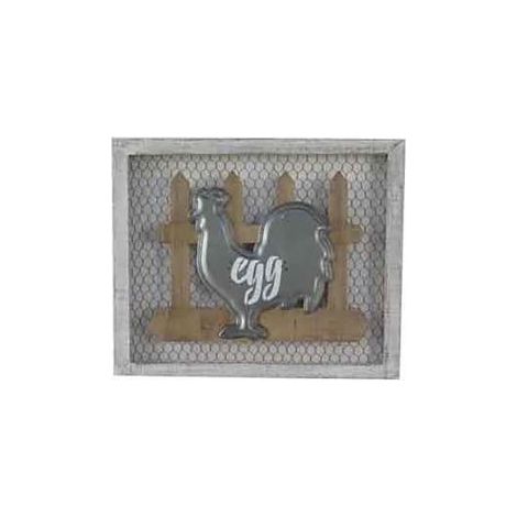 Quadro legno metallo gallina egg cm 46x38x3