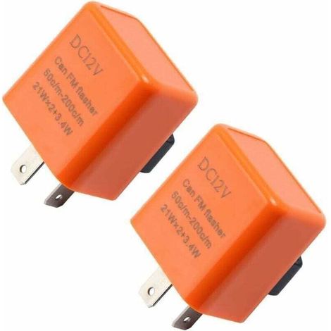2 Pièces 12V 2 Broches Relais de Clignotant Orange Relais Indicateur Réglable Centrale Relais Clignotant pour Moto Scooter Clignotant Relais Clignotant LED (1/4)