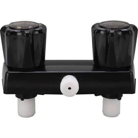 Rubinetto doccia con deviatore e miscelatore per camper, con 2 pulsanti e manopola, nero (1/5)