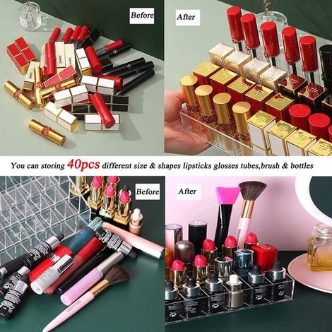 Kosmetik-Organizer aus transparentem Acryl mit 40 Fächern, Aufbewahrungskoffer für den Schreibtisch zur Aufbewahrung von Lippenstift, Nagellack und Parfums