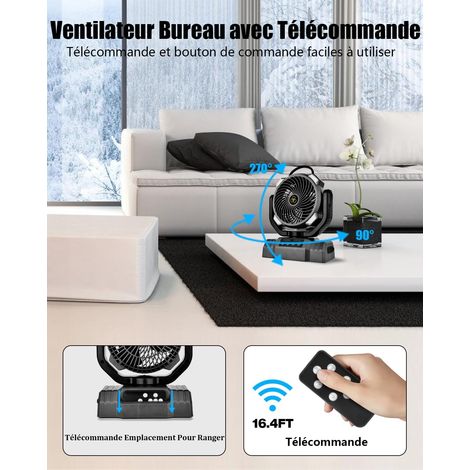 Fan Portable of Camping 10000mah, 3-1 Fan Rechargeable Quiet 4 Speeds, Fans USB with Light LED/Remote/Hook/270 °Adjustable, For Camping, the Trips, Range (1/5)