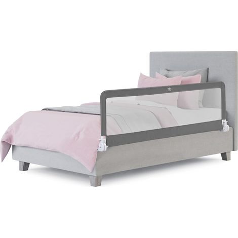 COSTWAY Barrera de Cama Plegable, Barandilla Abatible Extra Larga de 180 cm, Riel de Cama para Bebé de Malla Universal para Colchón Individual, Matrimonial, Queen y King (Gris)