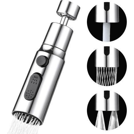 Doccetta da cucina con beccuccio girevole a 360 gradi, 3 modalità di getto, ugello per rubinetto da cucina con aeratore, miscelatore per lavello da cucina con testa girevole, adattatore universale per (1/5)