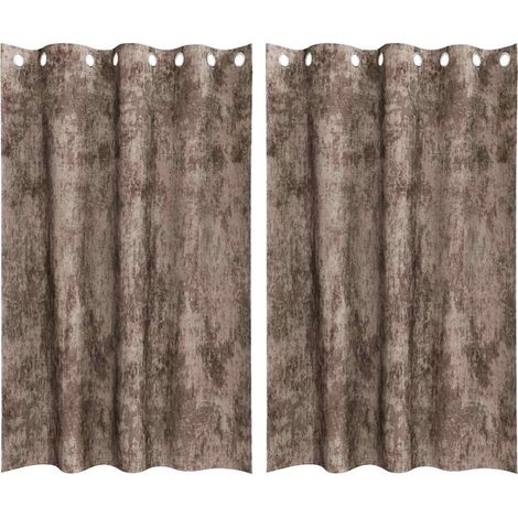 Rideau avec des rideaux 2 pcs Cappuccino 175 x 140 cm Velours CFW66173 (1/5)