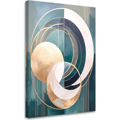 Wandbild Türkis-goldene abstrakte Kreise Formen 20x30 (1/5)