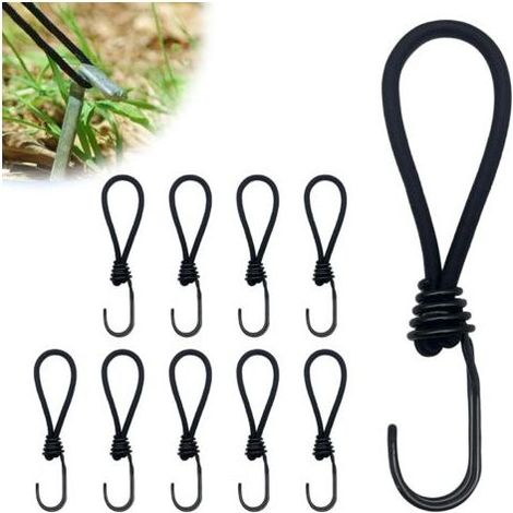 10 PCS tendeurs en caoutchouc avec crochets - 15 cm - Tendeur polyvalent avec crochet - Pour bâches de camping, bâche de remorque, bâche de piscine (1/5)