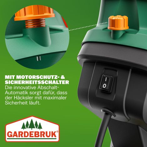 GARDEBRUK® Messerhäcksler 2400 W max. 45 mm Aststärke Elektrisch 2x 50 L Fangbeutel Gartenhäcksler Häcksler Schredder (1/5)