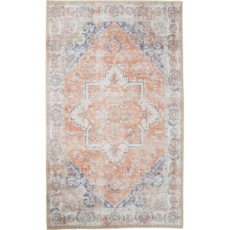 Tapis vintage orange et bleu à motifs traditionnels 200x300 cm FEZ (1/2)