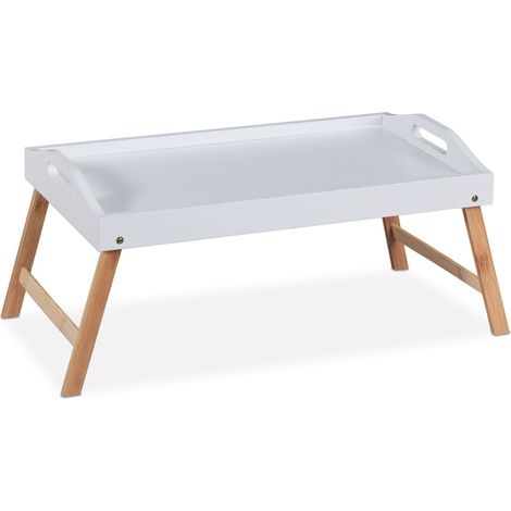 Vassoio da letto rettangolare con gambe pieghevoli 60 x 40 x 7 cm per colazioni e aperitivi in bambù naturale 130011771