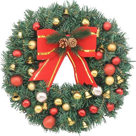 Couronne de Nol 30 cm verte et rouge