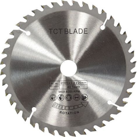 Disque de coupe rotatif argent lame de scie circulaire TCT 165mm pour la coupe du bois 40 dents (1/4)