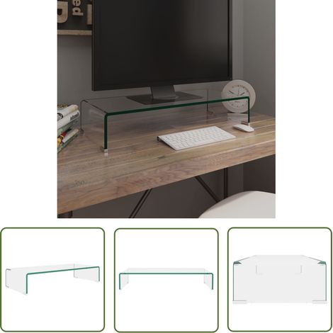 The Living Store Meuble TV/pour moniteur 70x30x13 cm verre transparent - Support Tv - Meuble Tv - Stand Tv - Écran Tv - Support Moniteur (1/5)