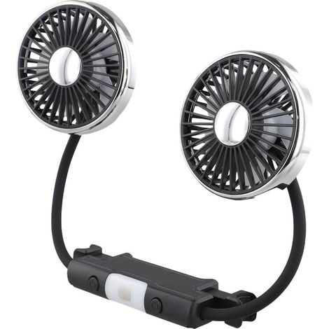 Double ventilateur intérieur de voiture avec réglage à 360 degrés (1/5)