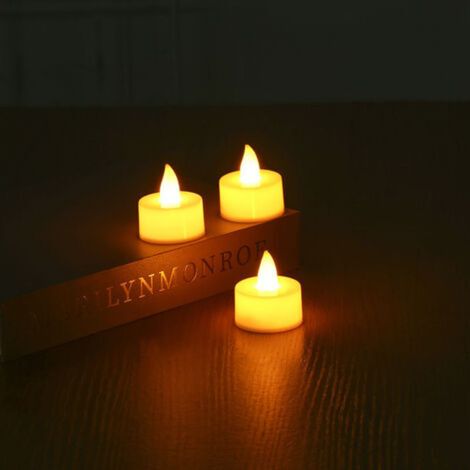 Lot de 3 bougies chauffe-plat LED sans flamme 100 heures avec ampoule vacillante réaliste à piles pour fêtes et fêtes - Jaune chaud H146