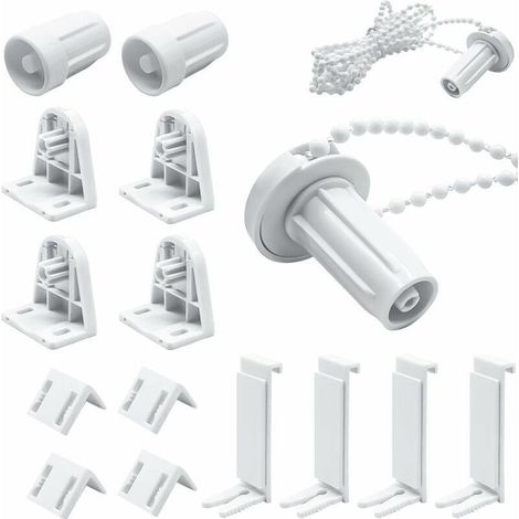 Kit de Réparation pour Store Enrouleur Plastique 17 mm - 2 Ensembles Complets Sans Perçage, Blanc (1/4)