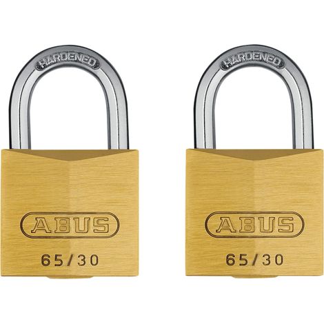 ABUS 21730 65/30mm Brass Padlock - Twin Pack with Mechanical Lock, Model ABU6530TC