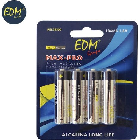 EDM Alkaline AA-Batterie mit langer Lebensdauer – LR06 1,5 V Blister 4 Einheiten ø14,5 x 50,5 mm