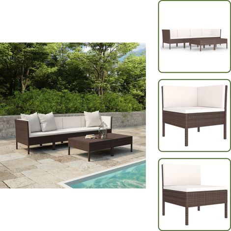 6-tlg. Garten-Lounge-Set mit Auflagen Poly Rattan Braun - Gartenloungesessel - Loungeset - Gartenmöbeln - Outdoormöbel - Rattanmöbel (1/5)