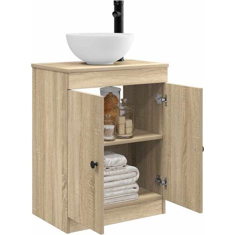 Meuble Vasque de Salle de Bain avec Lavabo Intégré, Style Chêne Sonoma, 54 x 35 x 83 cm (1/5)