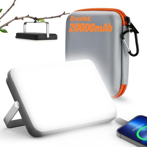 Lampe Camping 4000LM, 20000mAh Power Bank Jusqu'à 144 Heures, 4Modes D'éclairage, Lampe Camping Rechargeable Etanche IPX5 Pour Tente, Ouragan, Randonnée, Urgence, Panne, Travaux (1/5)