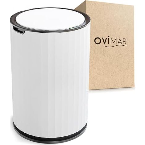 Bathroom Trash Can, Touch Sensor Bin, Round Trash Can with Lid, Litre (Litres), Also Suitable as a Nappy Bin, Kitchen Bin (1/5)