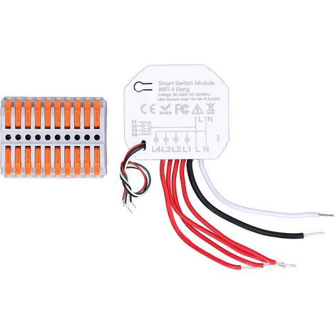 Module d'éclairage à 4 interrupteurs WiFi avec minuterie, application domotique et télécommande 90° (1/5)