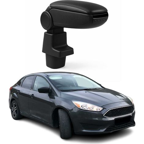 OMAC Accoudoir pour Ford Focus 2011-2014 - Snap-On - ABS + Simili Cuir - Aucune Perçage ou Installation - Installation Facile Noir (1/5)