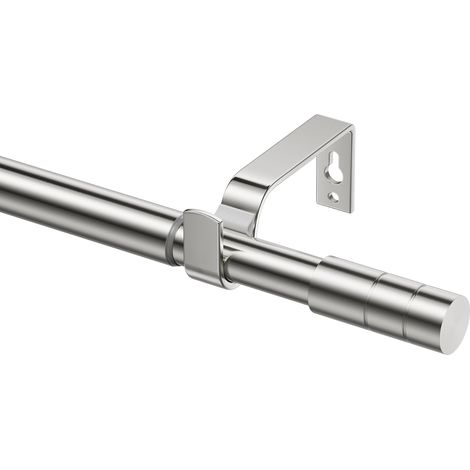 Tringles à rideaux extensibles, 72–375 cm, 19 mm de diamètre, tringles à rideaux en nickel brossé pour rideaux à œillets, tringle métallique avec embouts cylindriques, tringle réglable pour (1/5)