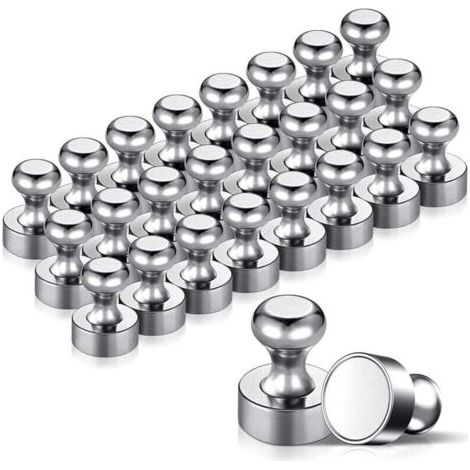 24 starke Magnete, Metallmagnete, 12 x 16 mm – Edelstahlmagnete, Kühlschrankmagnete für Pinnwände, Kühlschränke usw. – mit Aufbewahrungsbox