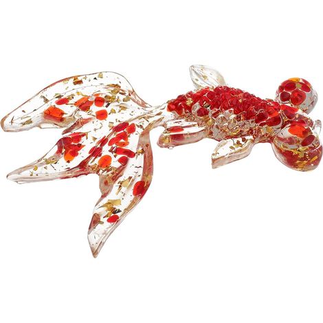 Figurine de Poisson Koi en Verre et Résine Rouge, Symbole de Chance, Décoration Polyvalente pour Aquarium et Étagères, Charme Océanique Pur et Transparent (1/5)