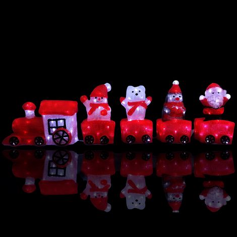 Trenino natalizio lungo 102 cm luminoso 200 LED Treno locomotiva 4 vagoni per esterno o interno pinguino, Babbo Natale e orso polare decorazioni casa giardino locali commerciali