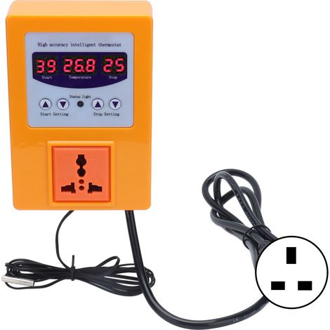 Régulateur de Température Numérique avec Capteur et Affichage Digital - Prise UK 110-240V Orange (1/5)