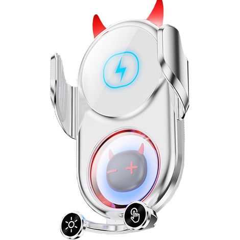 Chargeur de téléphone pour voiture à charge rapide, support pour chargeur sans fil pour voiture, chargeur de voiture rotatif à 360 degrés Devil - Support décoratif anti-vibration pour téléphone (1/5)