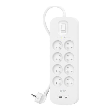 BELKIN ÜBERSPANNUNGSSCHUTZLEISTE 8-PORT+1XUSB-A/C 900J (1/5)