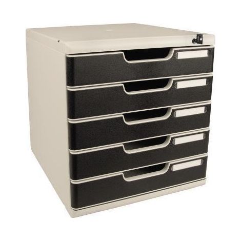 Exacompta Schubladenbox MODULO 331014D A4 5 Schübe sw +Schloss (1/2)