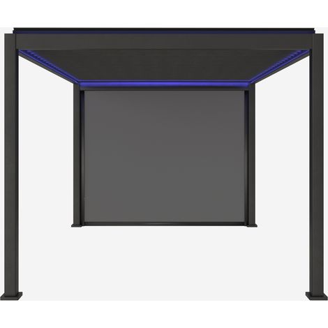 Pergola bioclimatica motorizzata in alluminio 3x4m LED + 1 tenda 3m Triomphe (1/5)