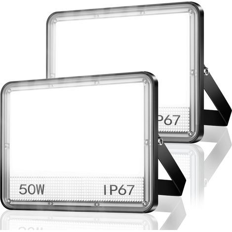 x 50W LED Floodlights, 5000LM Cool White, IP67 Waterproof, Aluminum, For Garden, Patio, Garage (1/5)