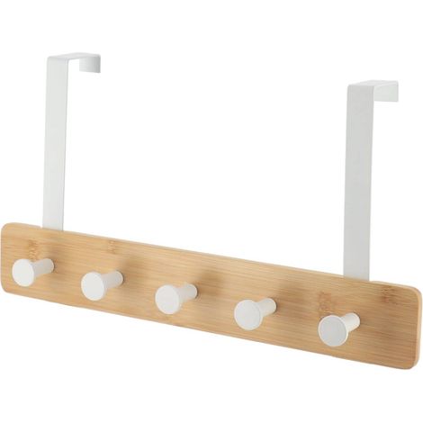Kleiderhaken bambus metall 5 haken - bambus weiss - Tendance