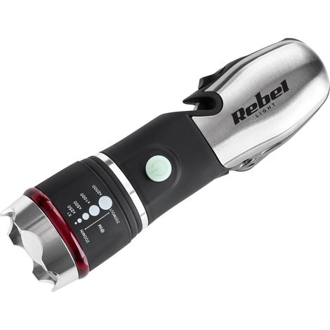 Taktische Multifunktions-Taschenlampe mit Messer und Hammer (8-in-1), 120 lm, 3 W, 80 m Leuchtdauer, 3 x AAA-Batterien, Rebel (1/5)
