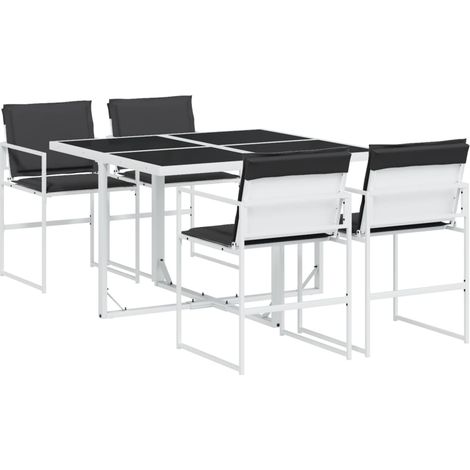 Maison Exclusive - Set da Pranzo da Giardino 5 pz con Cuscini Bianco in Textilene