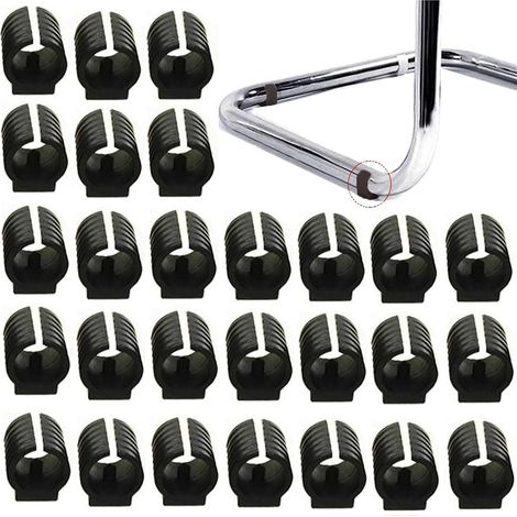 32 pezzi di protezioni per gambe di sedie in plastica a forma di U, tappi di protezione per pavimenti, morsetti in silicone (19 mm, nero) (1/4)