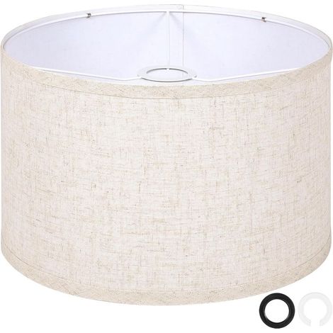 Blanc Grand Abat-jour pour Lampadaires, 40,6cm x 40,6cm x 22,9cm, Facile à Monter, Abat-jour de Remplacement en Forme de Tambour en Lin pour Lampes de Table (1/4)
